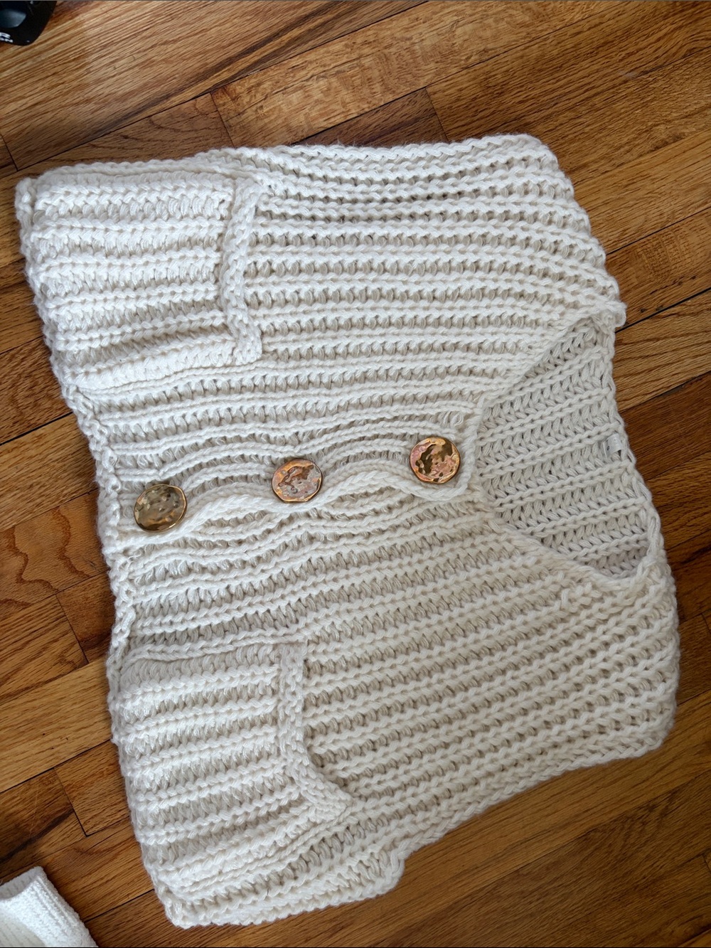 Cream Knit Women's Shorts with Button Detail
